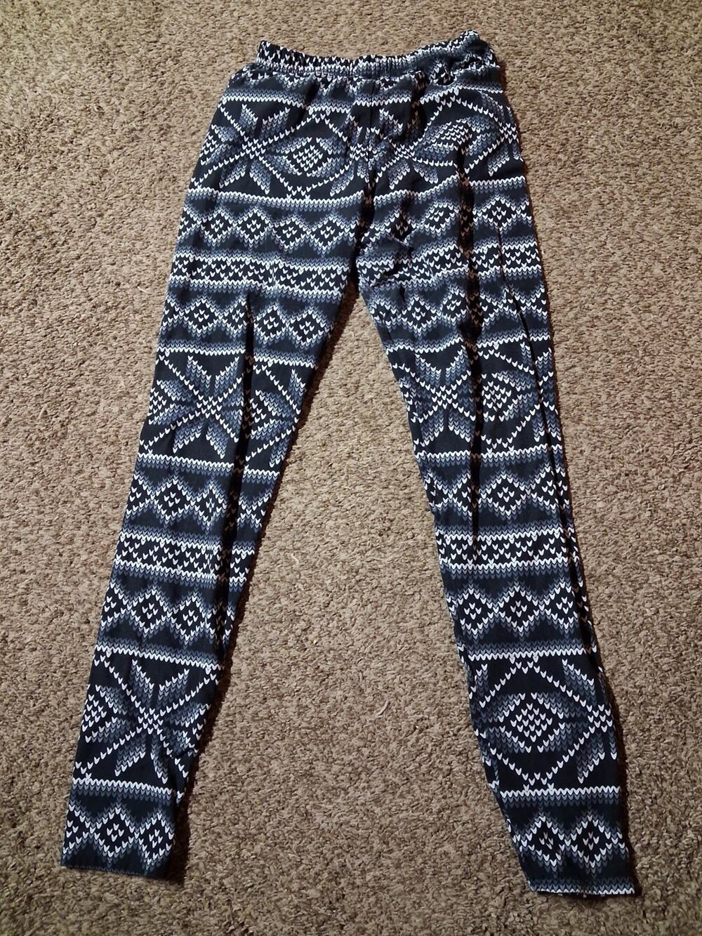 Agnes & Dora Ankle Leggings S/M Black White Geometric Stretch Women